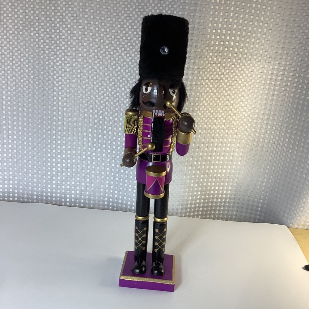 African American Nutcracker Purple & Gold Uniform Christmas Tree Shops 16"